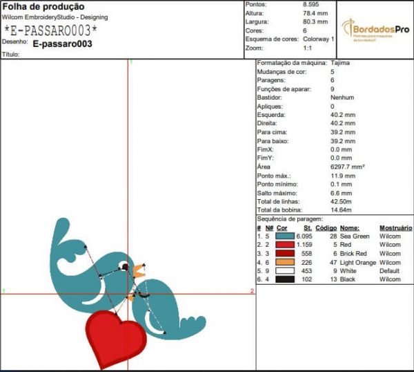 Matriz de Bordado - Pássaro 03 (10008) - Image 2