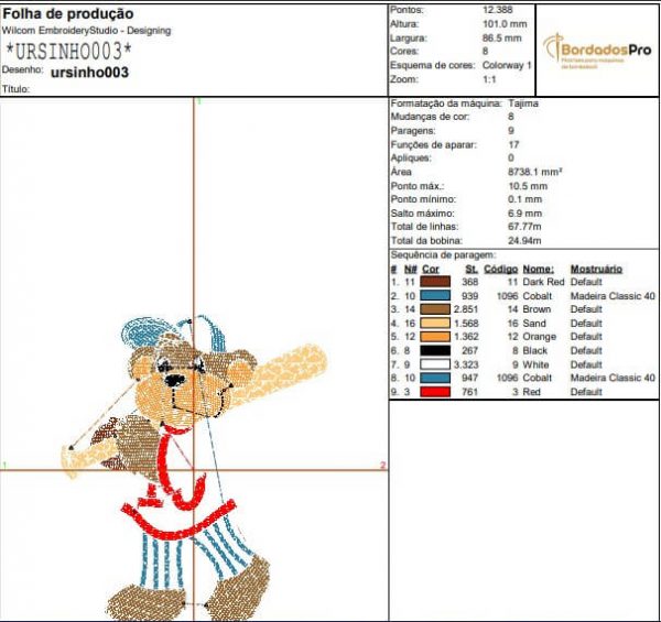 Matriz de Bordado - Ursinho 03 (10017) - Image 2