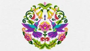 Matriz de Bordado - Floral com Beija Flor (10223)